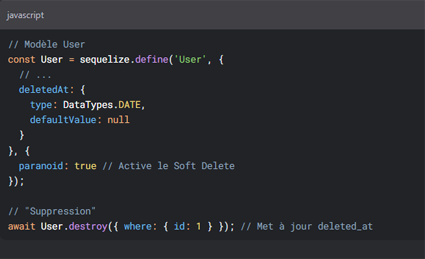 Gestion via ORM (Exemple avec Sequelize)